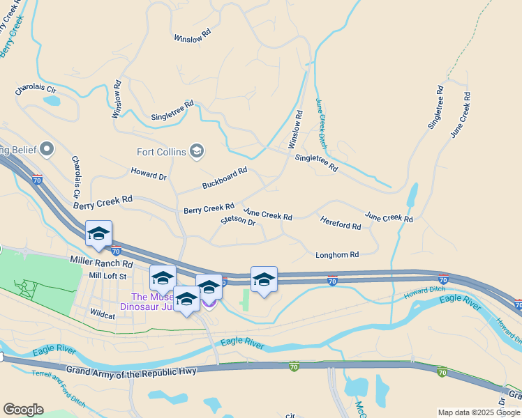 map of restaurants, bars, coffee shops, grocery stores, and more near 1121 Berry Creek Road in Edwards
