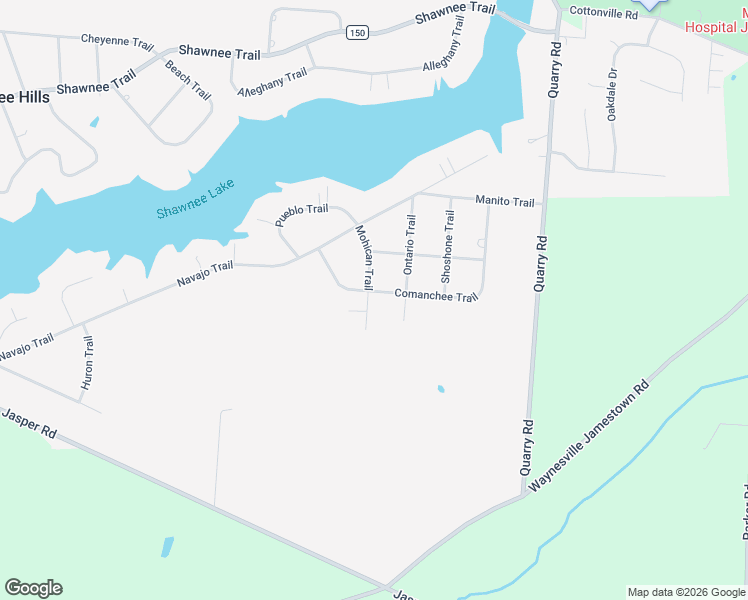 map of restaurants, bars, coffee shops, grocery stores, and more near 4397 Commanchee Trail in Jamestown