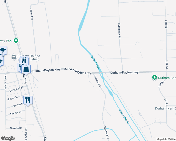 map of restaurants, bars, coffee shops, grocery stores, and more near 2118 Durham-Dayton Highway in Durham