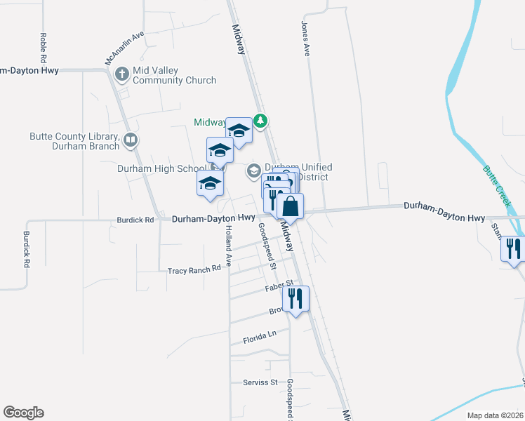 map of restaurants, bars, coffee shops, grocery stores, and more near 9408 Goodspeed Street in Durham