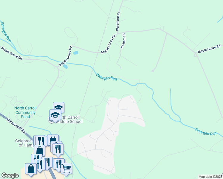 map of restaurants, bars, coffee shops, grocery stores, and more near 3786 North Carroll Lane in Hampstead