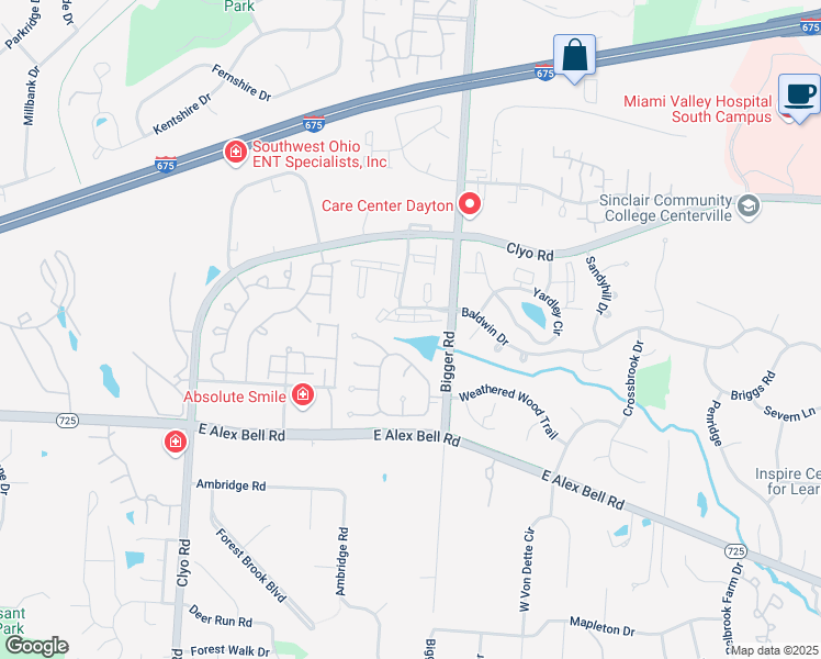 map of restaurants, bars, coffee shops, grocery stores, and more near 1510 Lake Pointe Way in Centerville