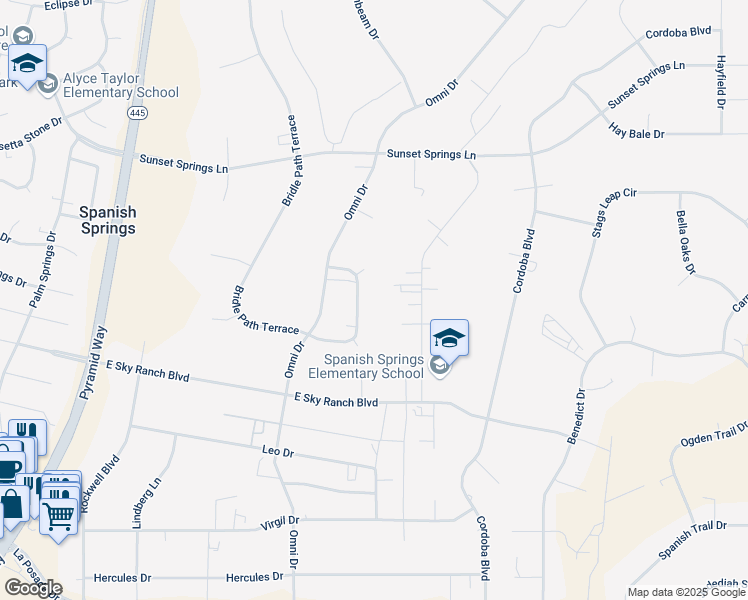 map of restaurants, bars, coffee shops, grocery stores, and more near 120 Starburst Circle in Sparks