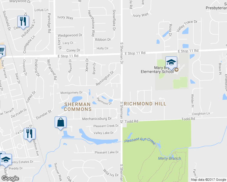map of restaurants, bars, coffee shops, grocery stores, and more near 8240 Fairgrove Court in Indianapolis