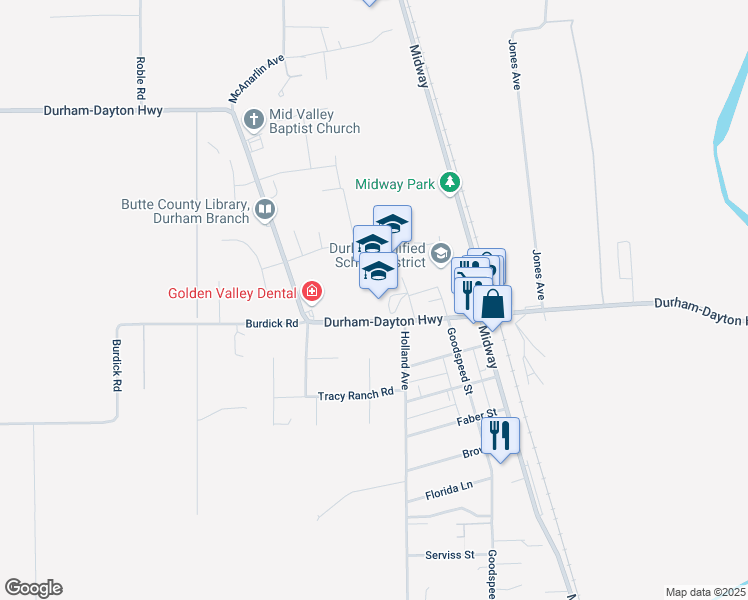 map of restaurants, bars, coffee shops, grocery stores, and more near 9421 Putney Drive in Durham