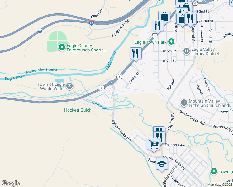 map of restaurants, bars, coffee shops, grocery stores, and more near in Eagle