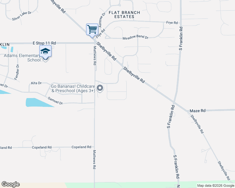 map of restaurants, bars, coffee shops, grocery stores, and more near 7923 Park Ward Place in Indianapolis