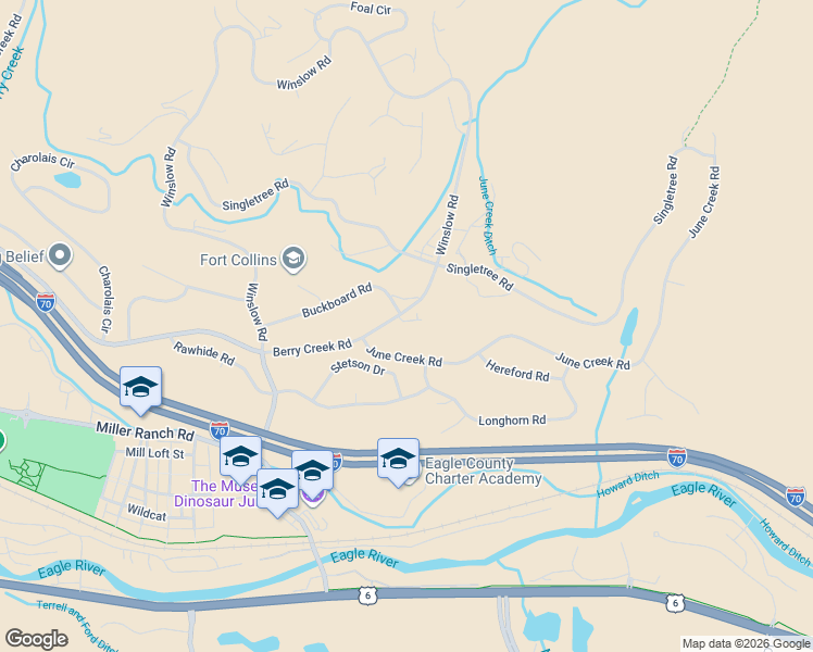 map of restaurants, bars, coffee shops, grocery stores, and more near 1121 Berry Creek Road in Edwards