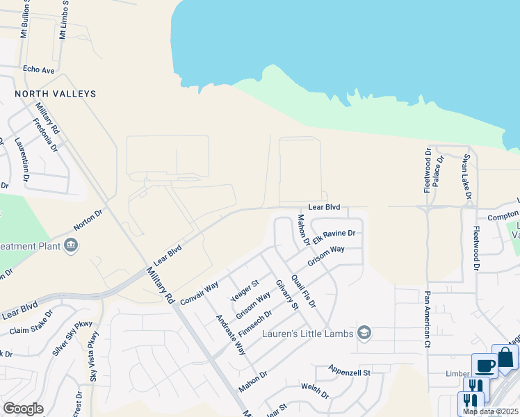 map of restaurants, bars, coffee shops, grocery stores, and more near 10800-10898 Lear Boulevard in Reno