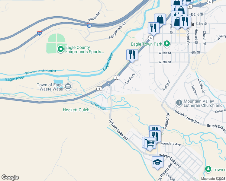 map of restaurants, bars, coffee shops, grocery stores, and more near 718 Prince Alley in Eagle