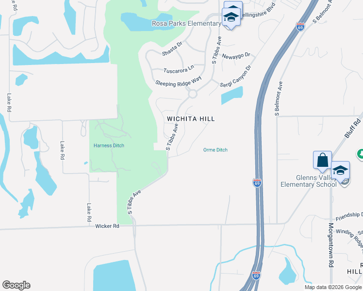 map of restaurants, bars, coffee shops, grocery stores, and more near 8151 Wichita Hill Drive in Indianapolis