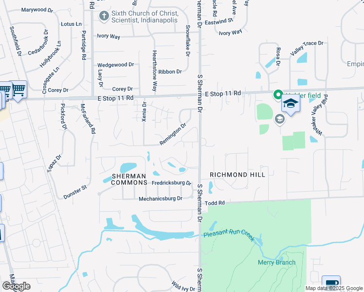 map of restaurants, bars, coffee shops, grocery stores, and more near 8240 Fairgrove Court in Indianapolis