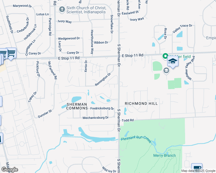 map of restaurants, bars, coffee shops, grocery stores, and more near 8240 Fairgrove Court in Indianapolis