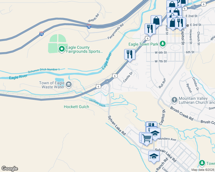 map of restaurants, bars, coffee shops, grocery stores, and more near 718 Prince Alley in Eagle