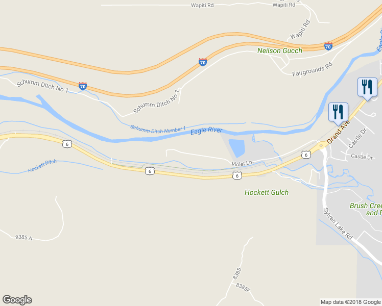 map of restaurants, bars, coffee shops, grocery stores, and more near 411 Violet Lane in Gypsum