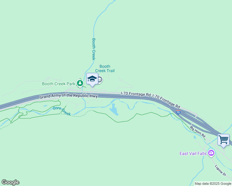 map of restaurants, bars, coffee shops, grocery stores, and more near 3100 Katsos Ranch Road in Vail