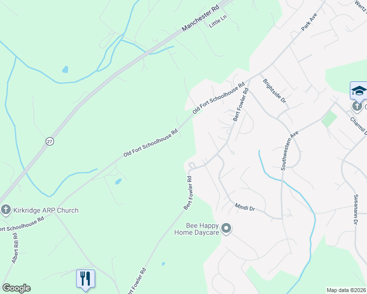 map of restaurants, bars, coffee shops, grocery stores, and more near 2617 Old Fort Schoolhouse Road in Hampstead