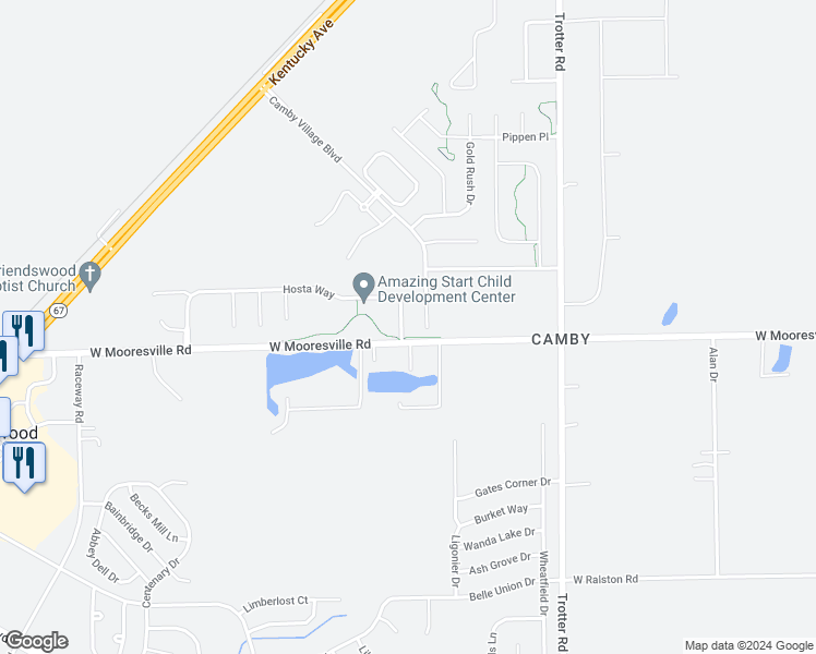 map of restaurants, bars, coffee shops, grocery stores, and more near 7937 Liberty School Lane in Indianapolis