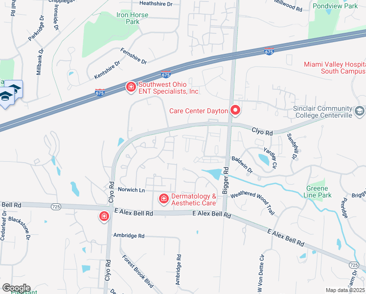 map of restaurants, bars, coffee shops, grocery stores, and more near 1320 Hollow Run in Dayton