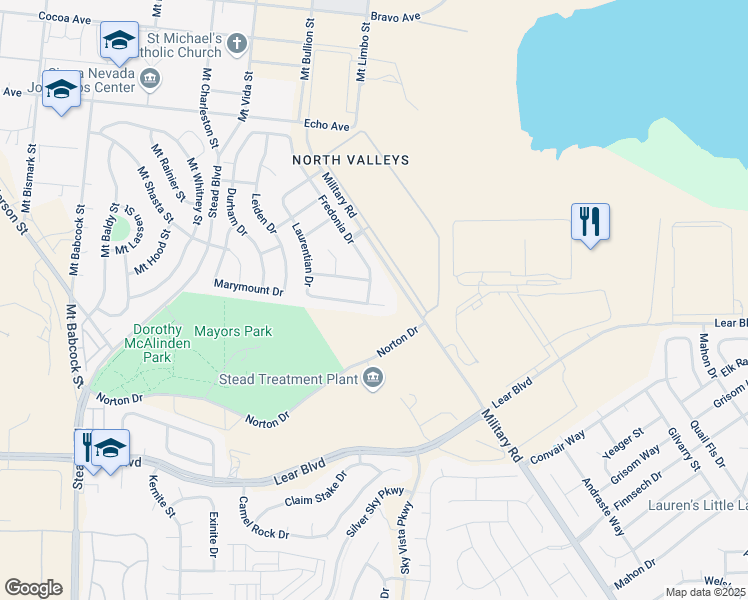 map of restaurants, bars, coffee shops, grocery stores, and more near 10945 Bloomsburg Drive in Reno