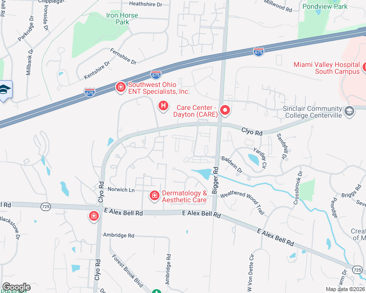 map of restaurants, bars, coffee shops, grocery stores, and more near 6701 Green Branch Drive in Centerville