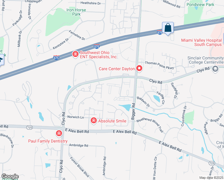map of restaurants, bars, coffee shops, grocery stores, and more near 6701 Green Branch Drive in Centerville
