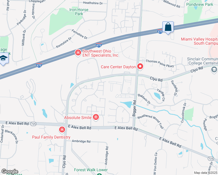 map of restaurants, bars, coffee shops, grocery stores, and more near 1320 Hollow Run in Dayton