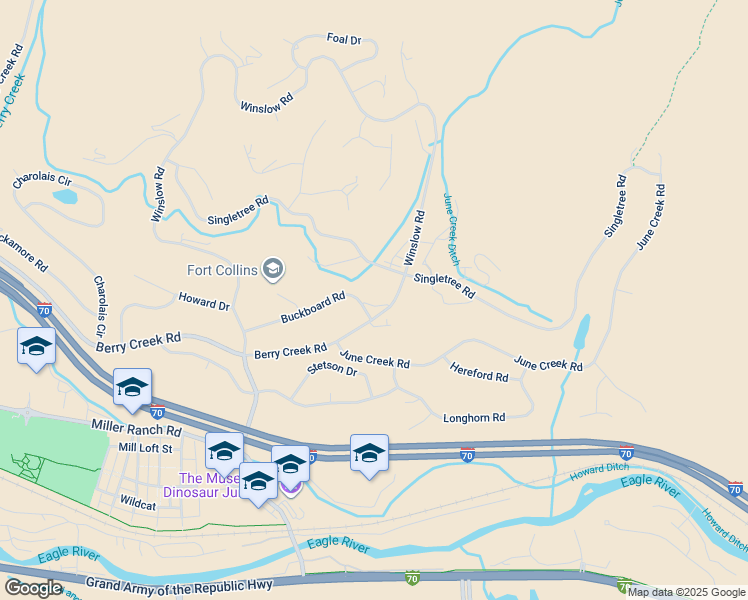 map of restaurants, bars, coffee shops, grocery stores, and more near 260 Buckboard Road in Edwards