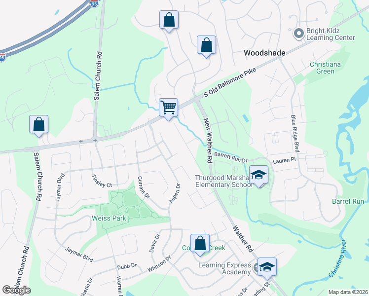 map of restaurants, bars, coffee shops, grocery stores, and more near 436 Walther Road in Newark