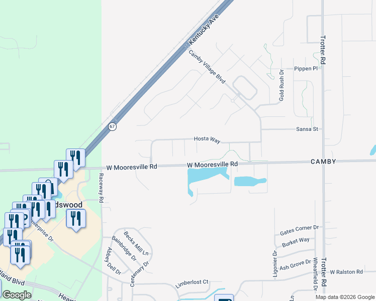 map of restaurants, bars, coffee shops, grocery stores, and more near 7923 Begonia Court in Indianapolis