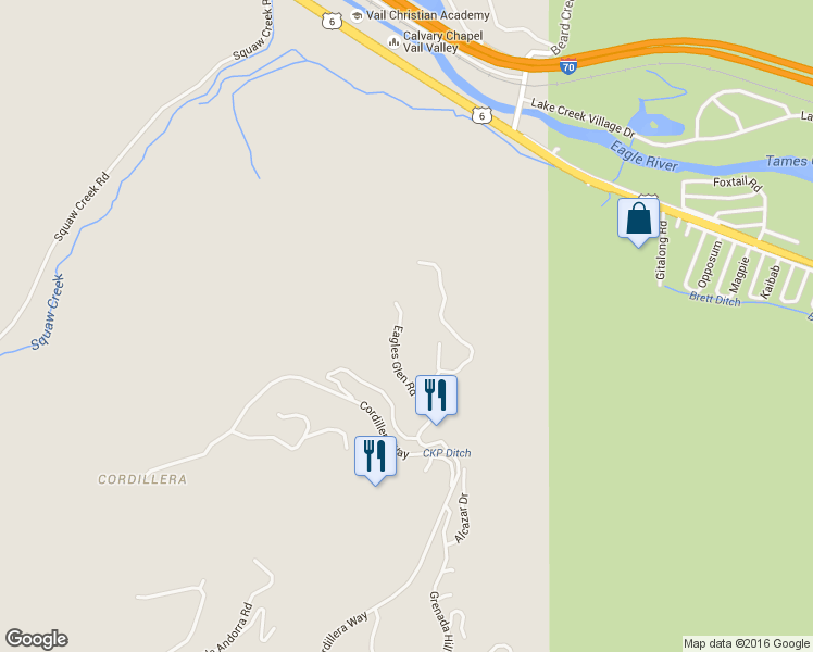 map of restaurants, bars, coffee shops, grocery stores, and more near 214 Eagles Glen Road in Edwards