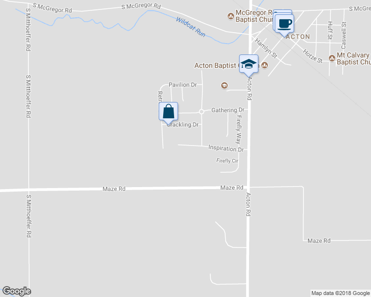 map of restaurants, bars, coffee shops, grocery stores, and more near 10709 Inspiration Drive in Indianapolis