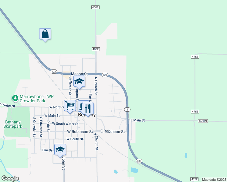map of restaurants, bars, coffee shops, grocery stores, and more near 2 Chickadee Court East in Bethany