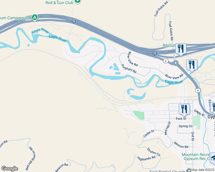 map of restaurants, bars, coffee shops, grocery stores, and more near 519 Park Cir in Basalt