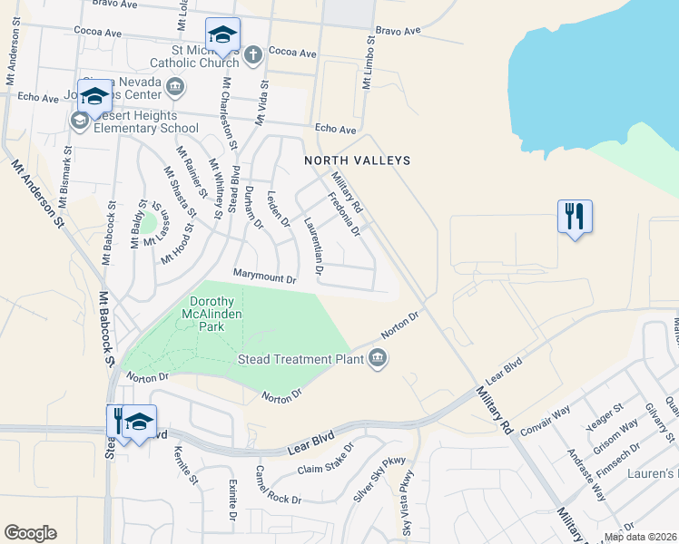 map of restaurants, bars, coffee shops, grocery stores, and more near 10981 Bloomsburg Drive in Reno