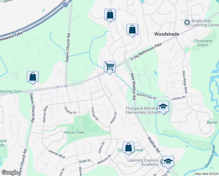 map of restaurants, bars, coffee shops, grocery stores, and more near 26 O Rourke Court in Newark