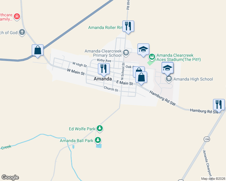 map of restaurants, bars, coffee shops, grocery stores, and more near 125 Church Street in Amanda