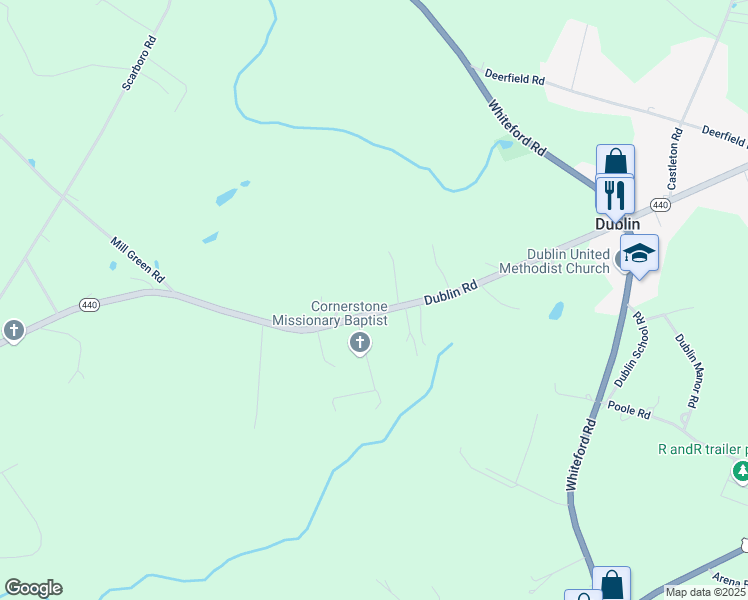 map of restaurants, bars, coffee shops, grocery stores, and more near 3144 Dublin Road in Street