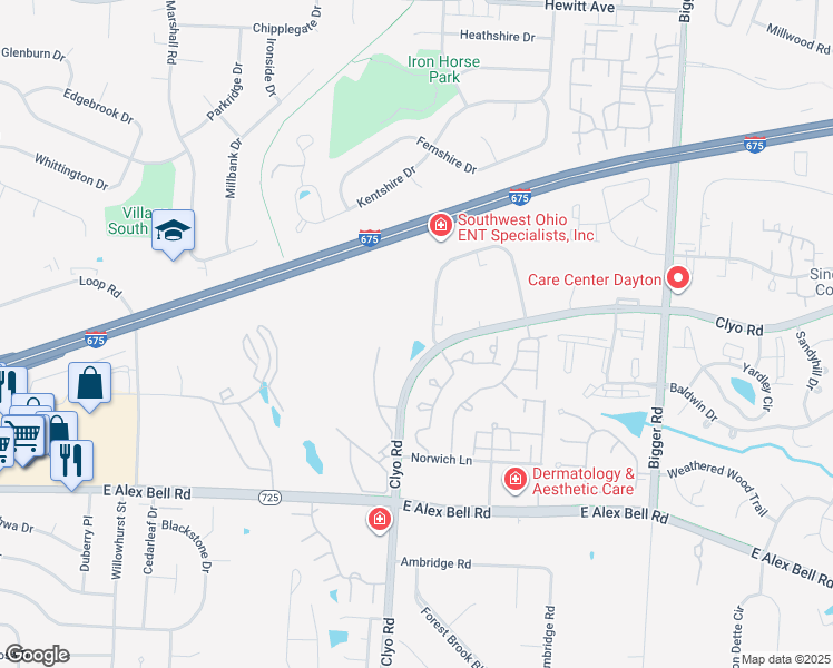 map of restaurants, bars, coffee shops, grocery stores, and more near 6683 Centerville Business Parkway in Centerville