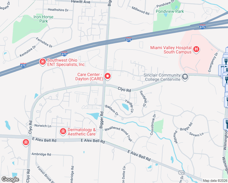 map of restaurants, bars, coffee shops, grocery stores, and more near 6605 Hedington Square in Dayton