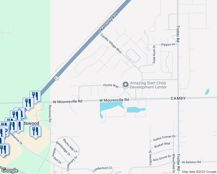 map of restaurants, bars, coffee shops, grocery stores, and more near 8833 Hosta Way in Indianapolis