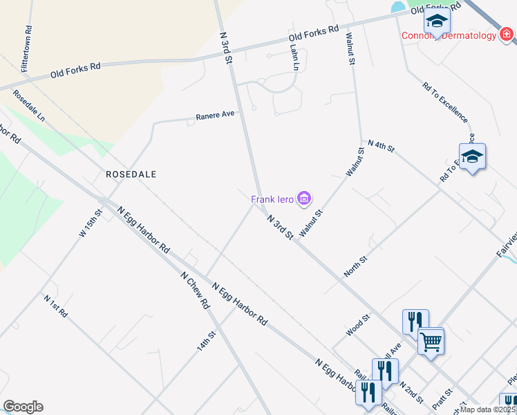 map of restaurants, bars, coffee shops, grocery stores, and more near 3rd Street in Hammonton
