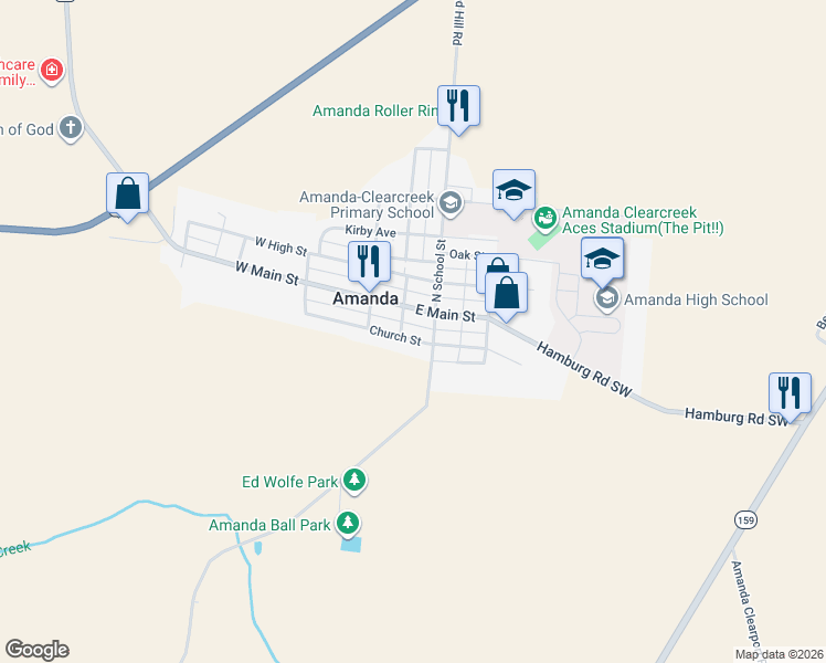 map of restaurants, bars, coffee shops, grocery stores, and more near 125 Church Street in Amanda