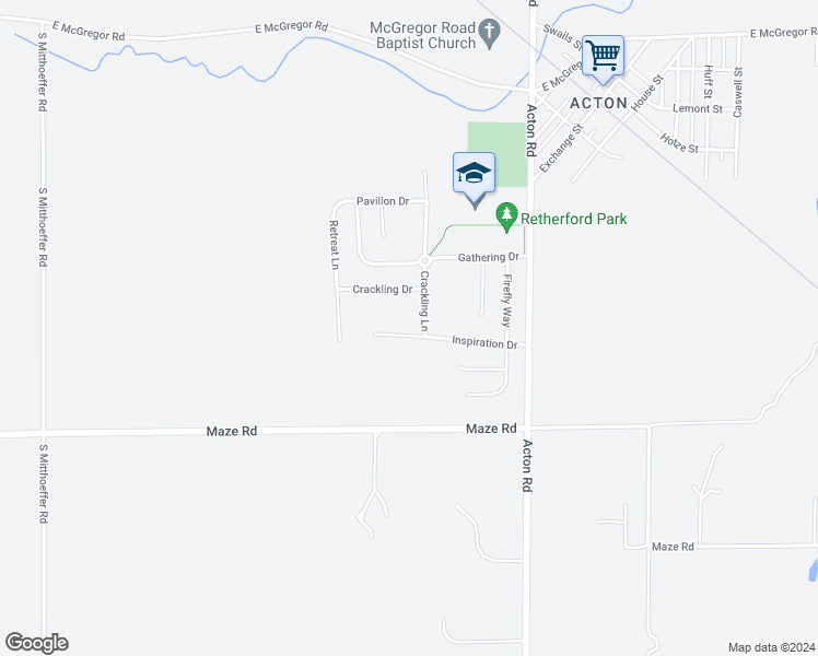 map of restaurants, bars, coffee shops, grocery stores, and more near 10732 Inspiration Drive in Indianapolis