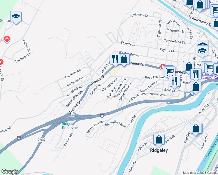 map of restaurants, bars, coffee shops, grocery stores, and more near 728 Dale Avenue in Cumberland