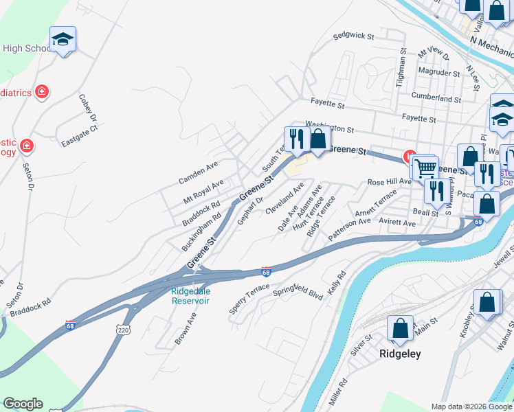 map of restaurants, bars, coffee shops, grocery stores, and more near 756 Cleveland Avenue in Cumberland
