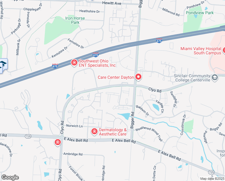 map of restaurants, bars, coffee shops, grocery stores, and more near 6701 Green Branch Drive in Centerville