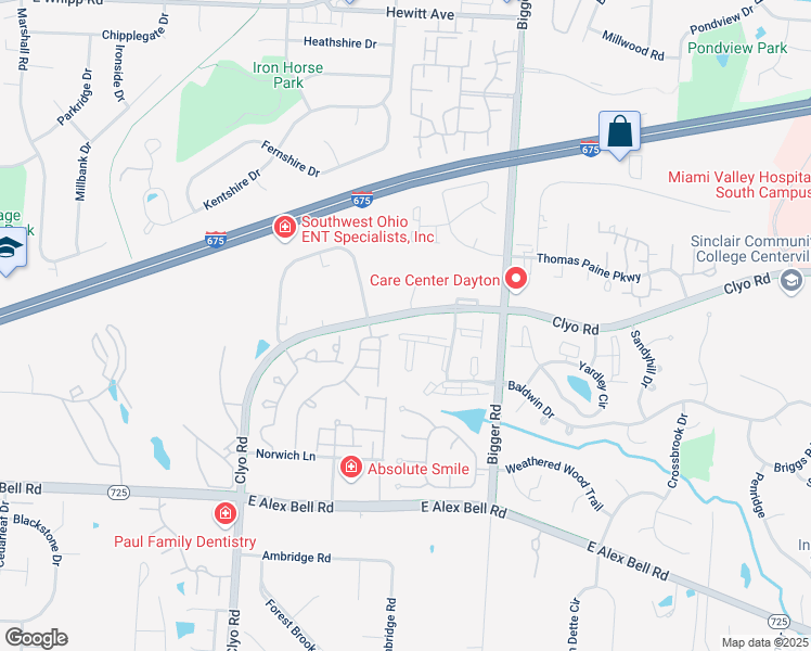 map of restaurants, bars, coffee shops, grocery stores, and more near 1301 Hollow Run in Centerville