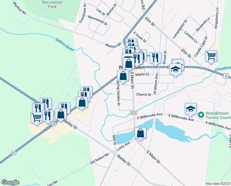 map of restaurants, bars, coffee shops, grocery stores, and more near 146 Spring Garden Street in Woodstown