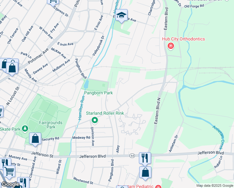 map of restaurants, bars, coffee shops, grocery stores, and more near 510 Lynnehaven Drive in Hagerstown